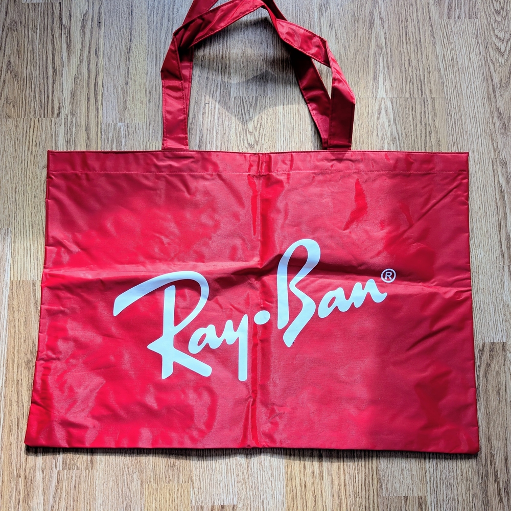 Ray-Ban Red Foldable Tote Bag with White Logo